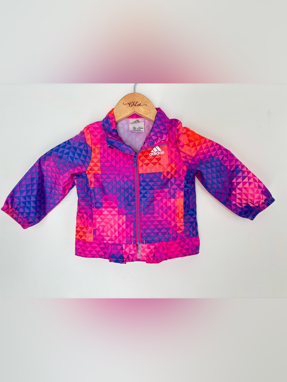 Adidas Toddler Girl Track Zip Up Windbreaker Jacket Purple Pink 12 Months Sport